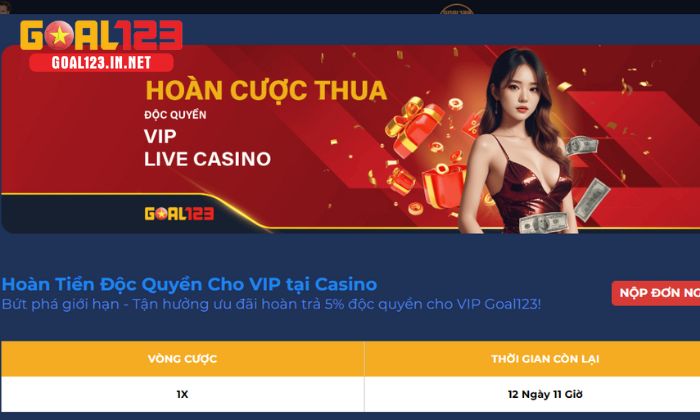 khuyến mãi Goal123 Hoàn cược khủng mỗi ngày